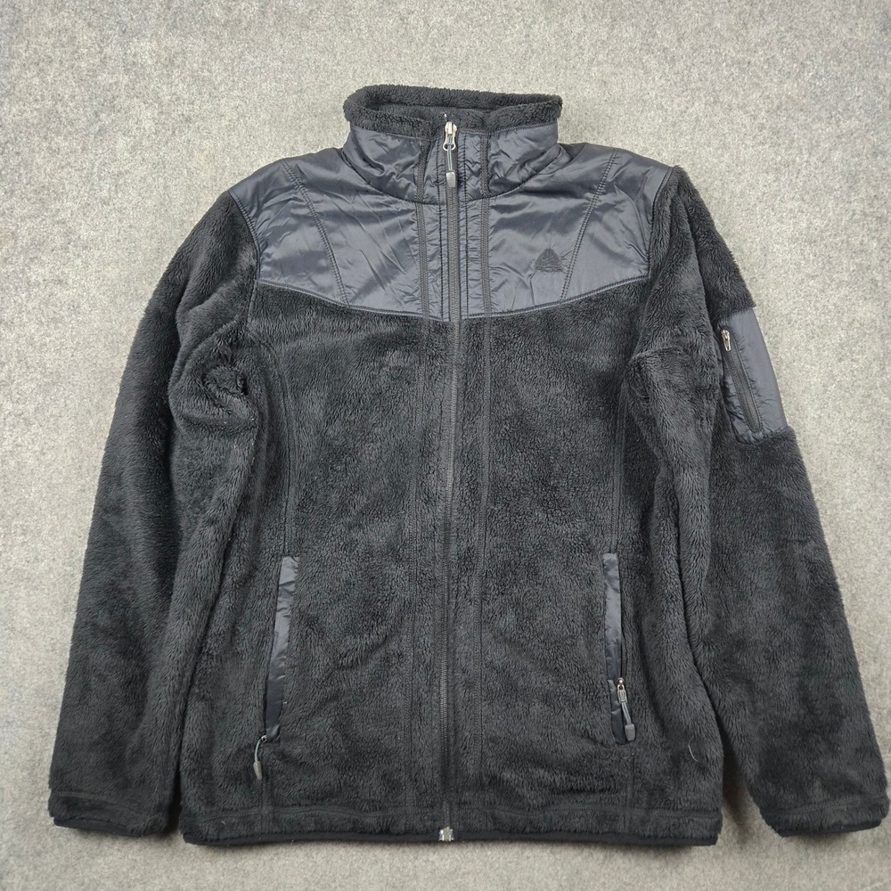 Nike ACG Fleece Jacket Womens Medium Black Full Zip Fuzzy Pile Gorpcore Hiking